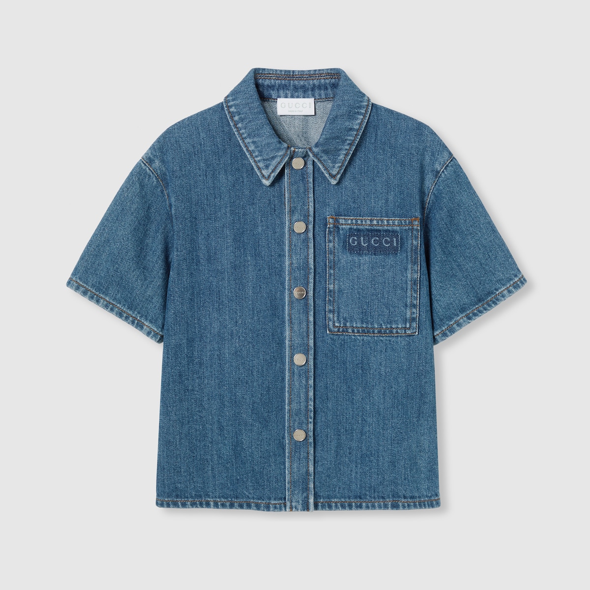 Children's lasered denim shirt in blue - thumbnail 4