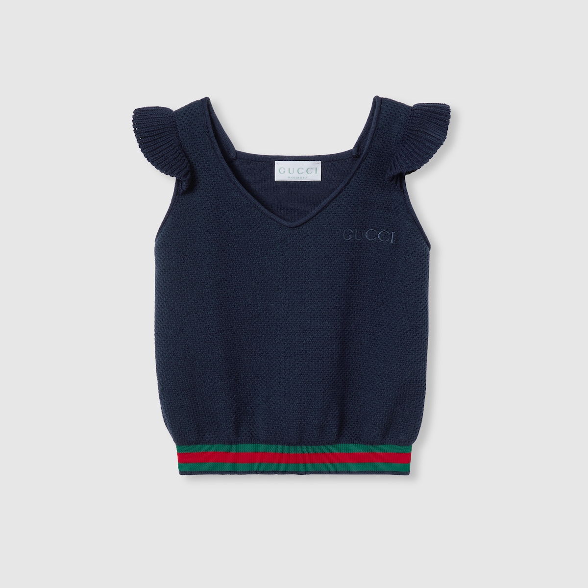 チルドレンズ〕エンブロイダリー コットン トップ ・ダークブルー