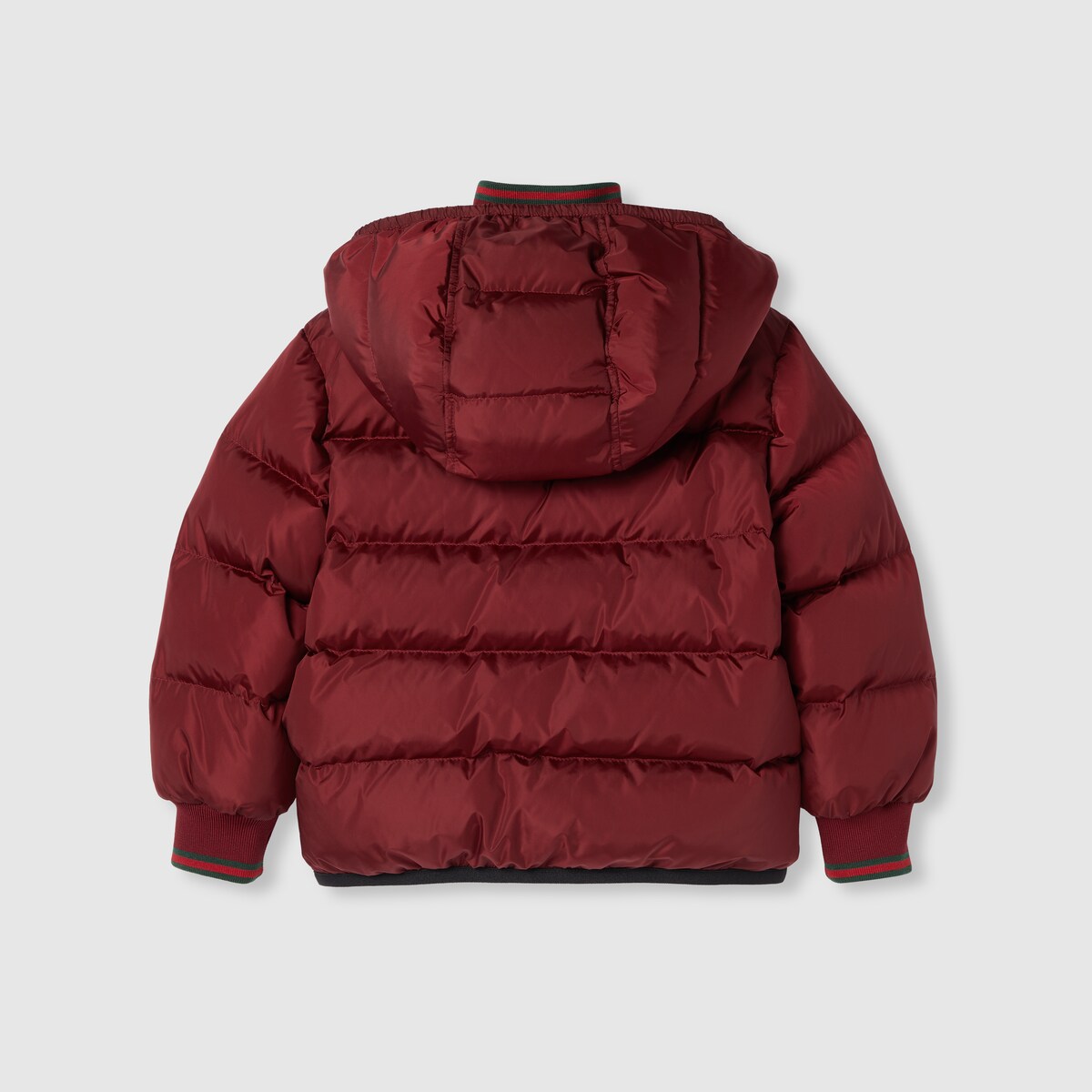 Children's padded nylon jacket in Gucci Rosso Ancora red - thumbnail 3