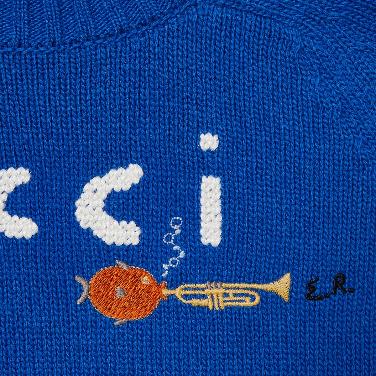チルドレンズ〕エンブロイダリー ウール セーター ・ブルー | GUCCI公式