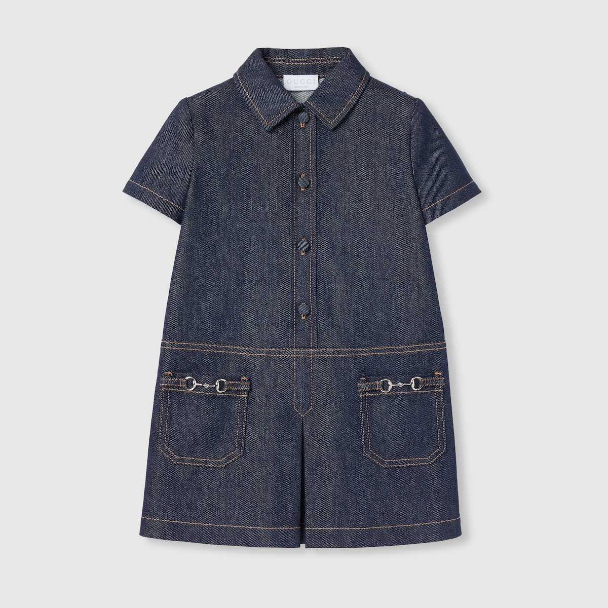 Children's denim dress with Horsebit in dark blue - thumbnail 3