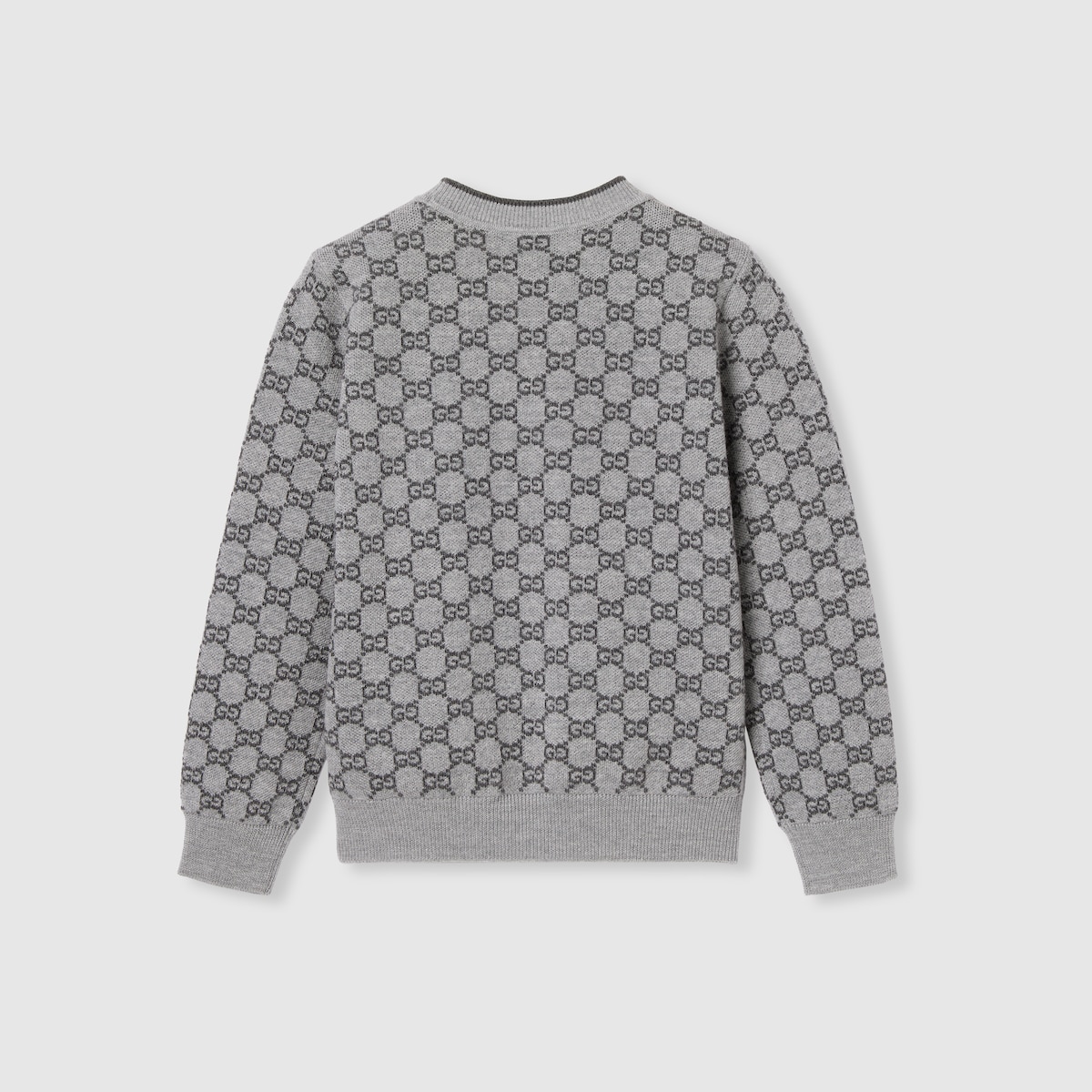 GUCCI　キッズ　カウチンセーター　GG柄 90cm相当 Children's GG wool jacquard sweater in grey and dark grey