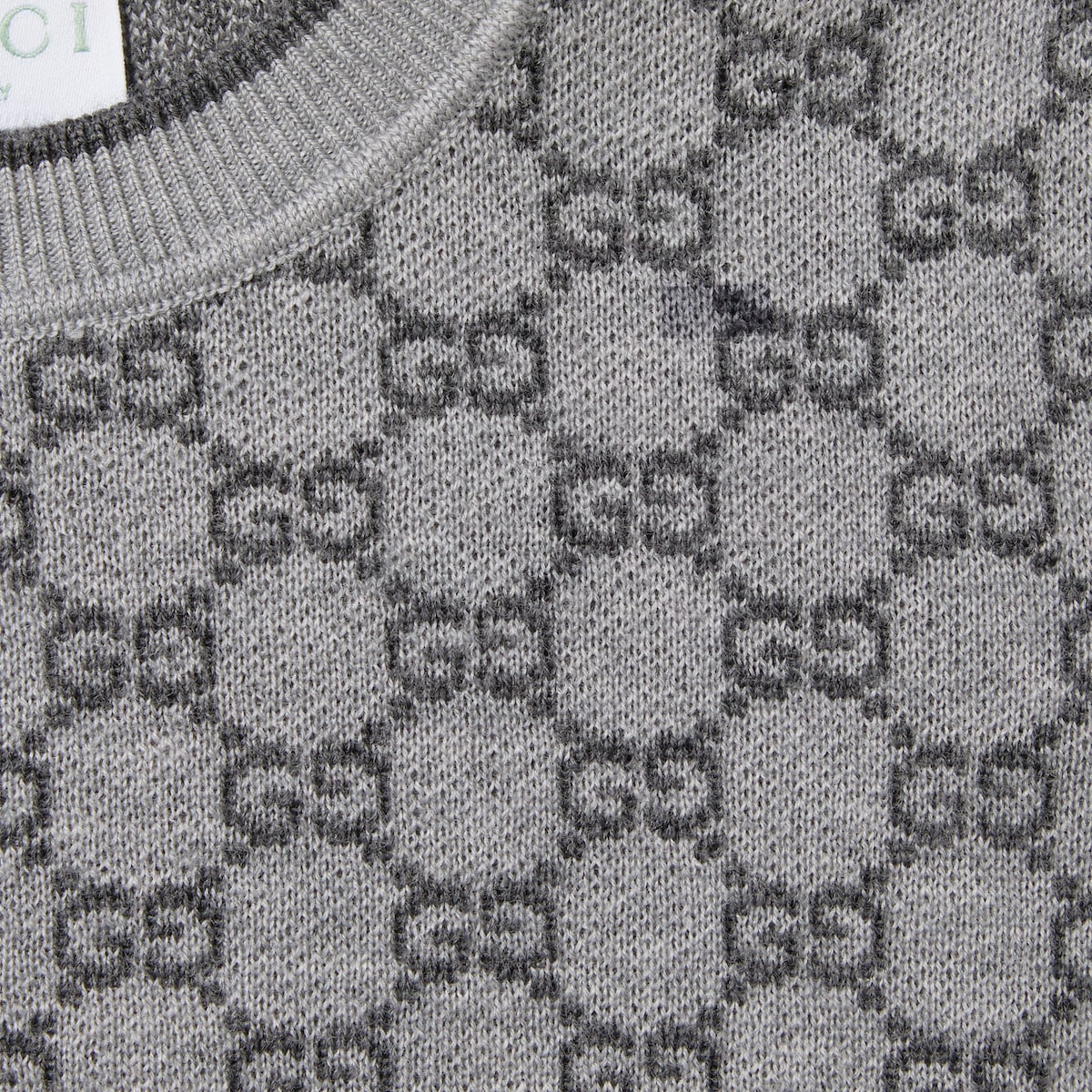 happylifeGUCCI GGウール Children's GG wool jacquard sweater in grey and dark grey