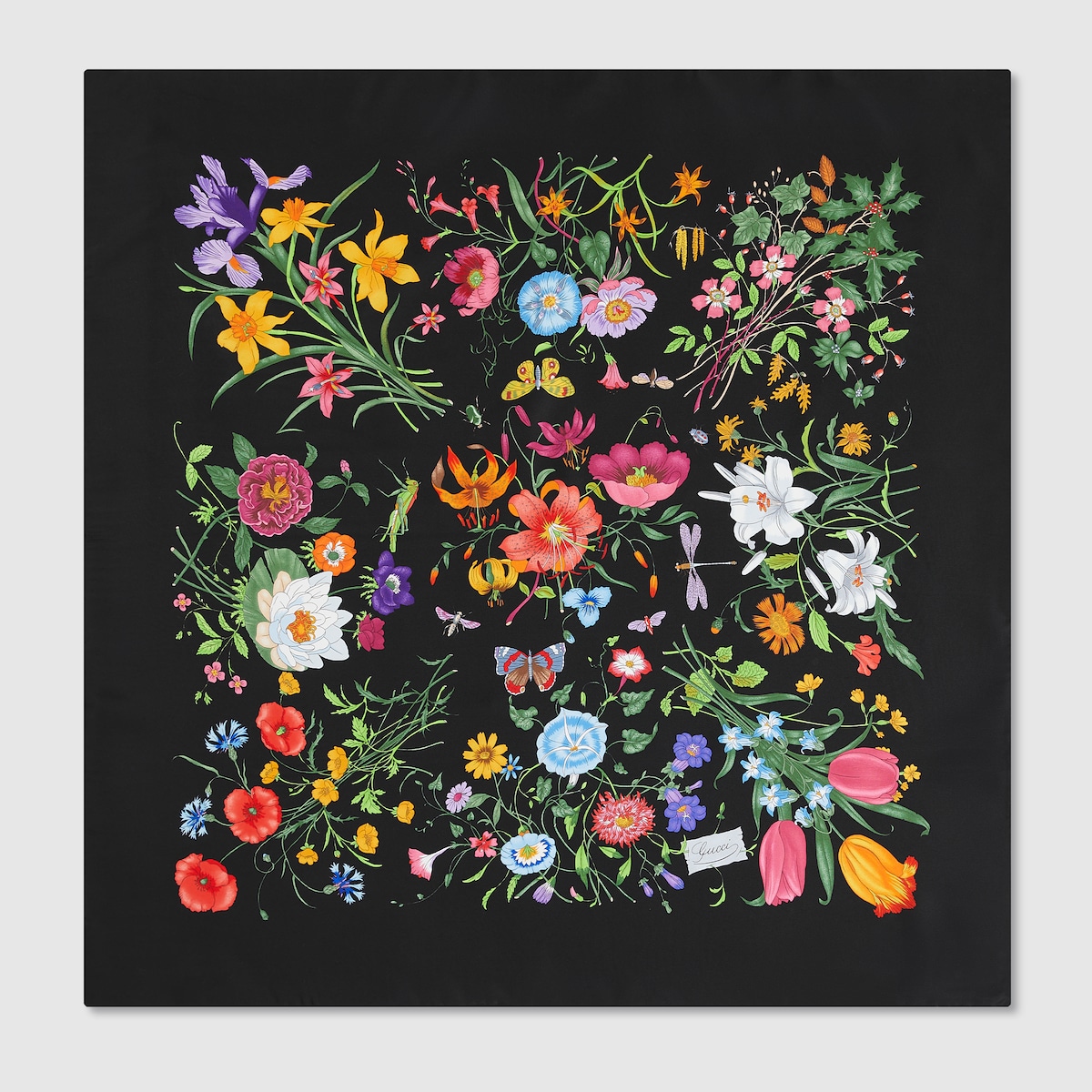 NEW $495 GUCCI Ivory GOTHIC FLORA Multi-Color Floral Print