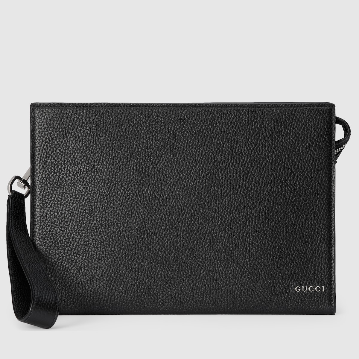 Medium pouch with Gucci logo in black leather | GUCCI® US
