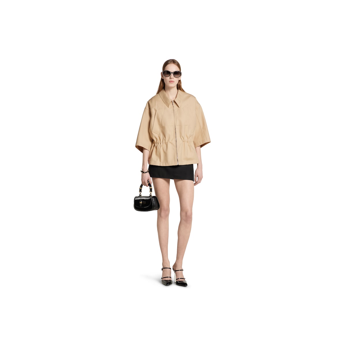 Cotton gabardine short sleeve jacket