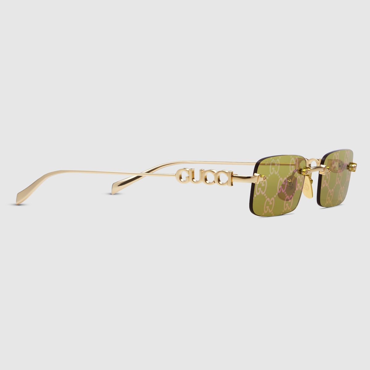 Rectangular frame sunglasses in yellow gold-toned | GUCCI® US