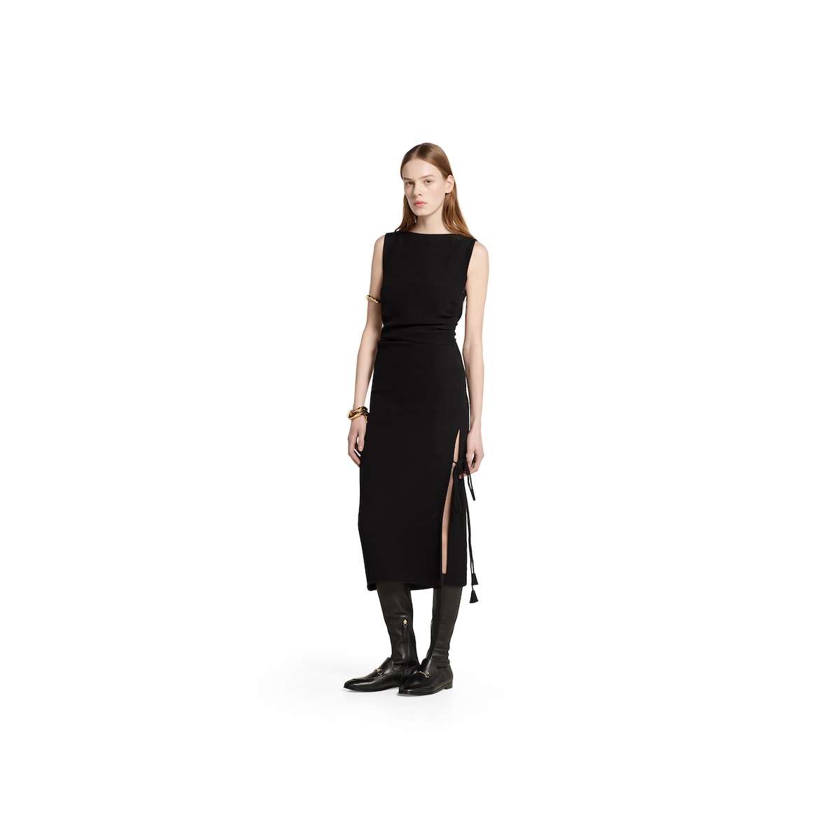 Silk crêpe dress with embroidery