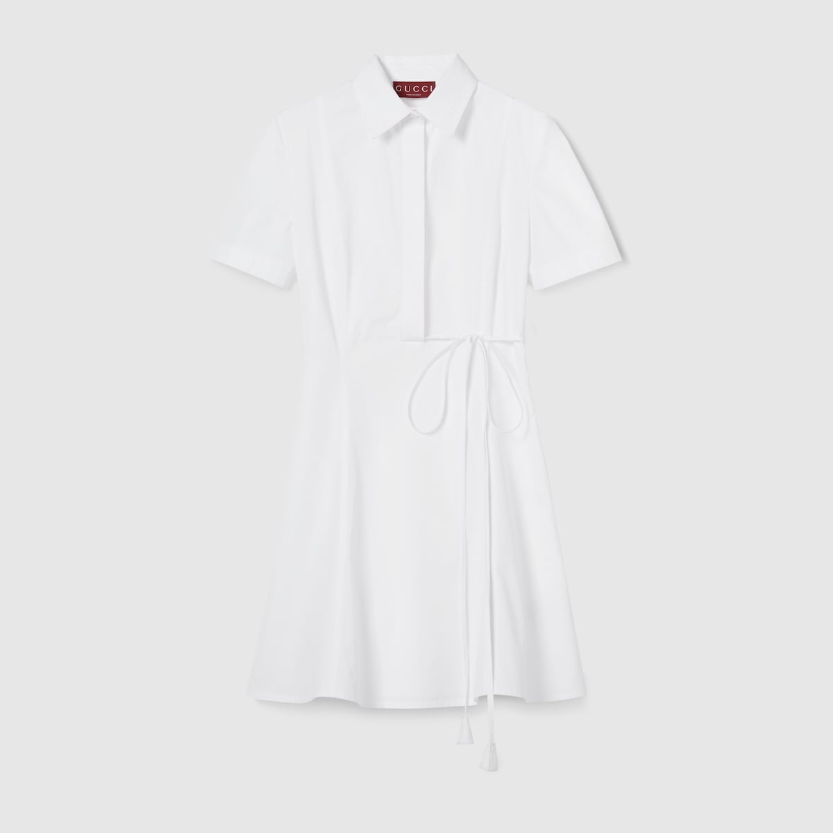 ワンピース GUCCI WHITE POPLIN SHIRT DRESS Cotton poplin shirt dress with embroidery in white | GUCCI® US