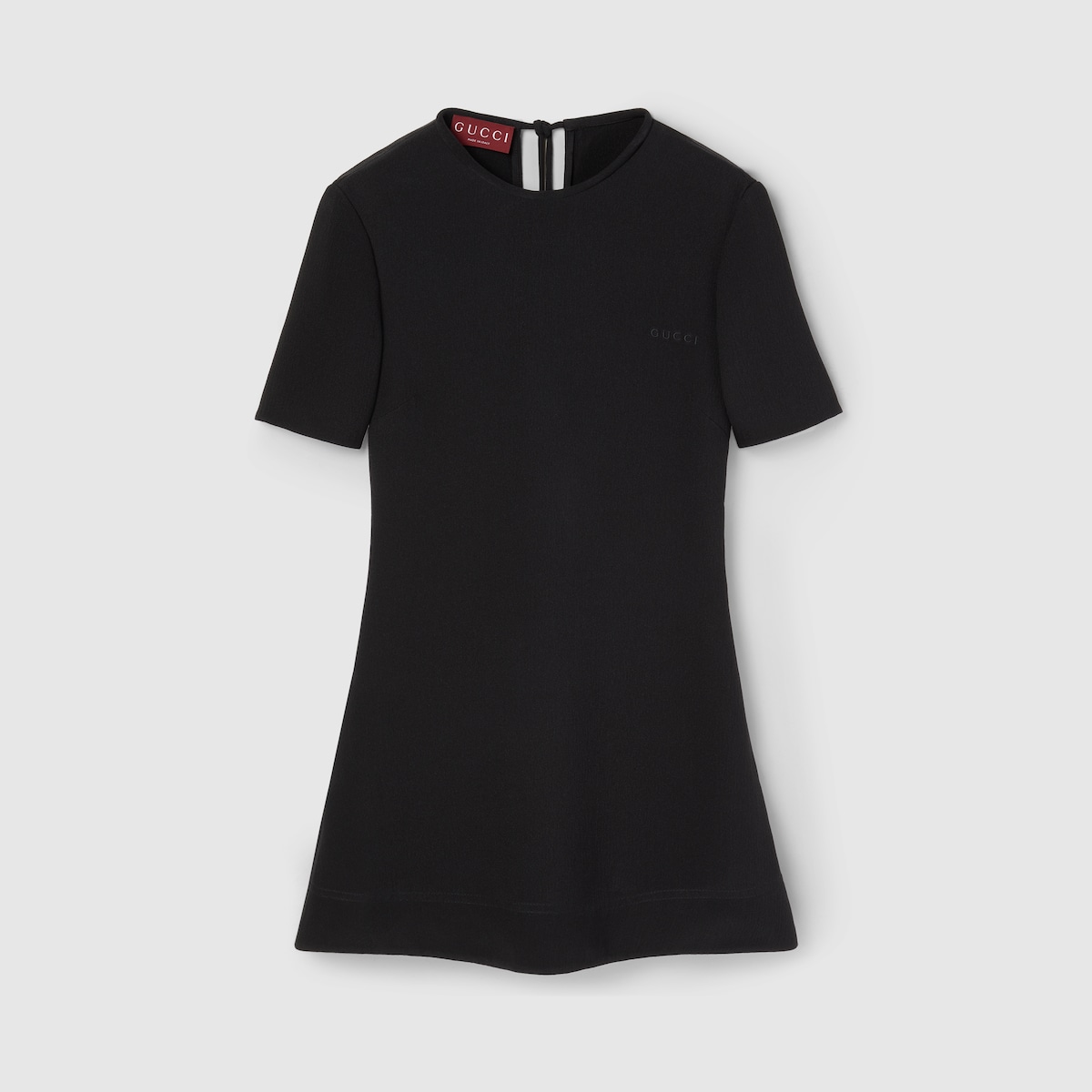 Silk crêpe mini dress with embroidery in black | GUCCI® US