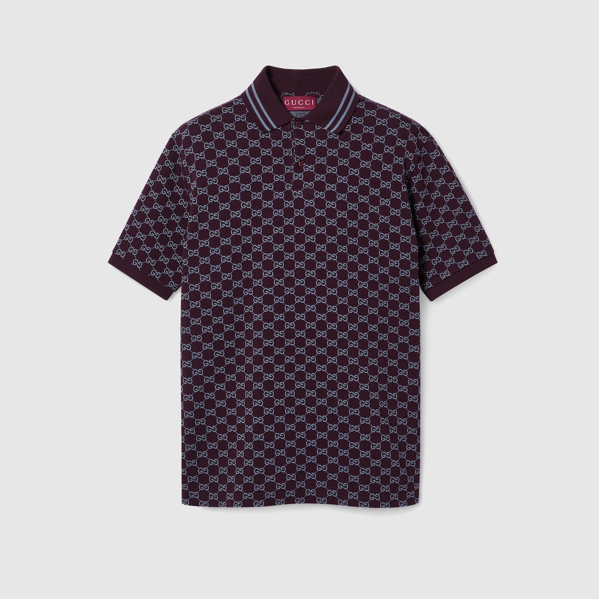 GUCCI　ポロシャツ Cotton polo shirt with GG embroidery in dark blue | GUCCI® US
