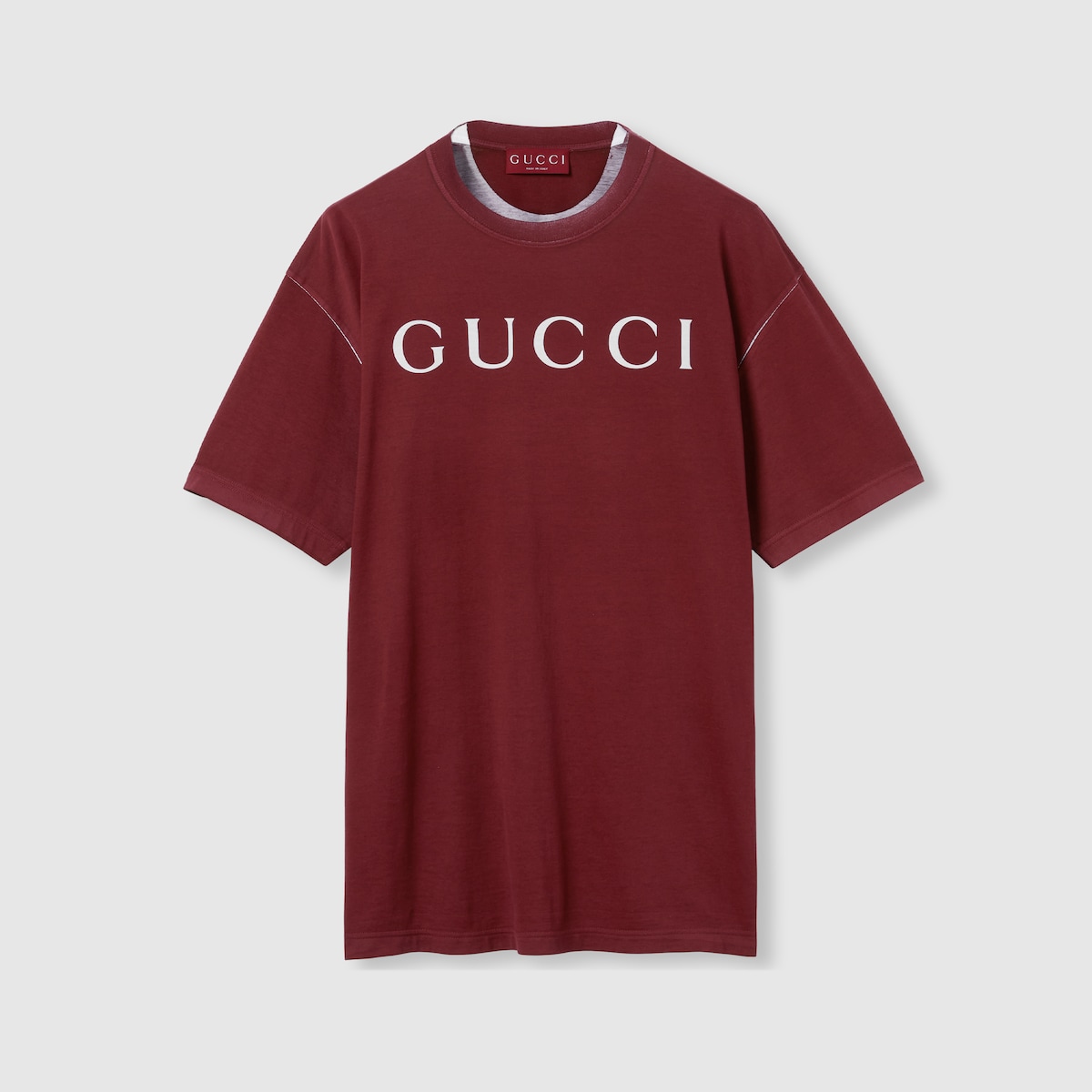 Cotton jersey T-shirt with print in rosso ancora red | GUCCI® US