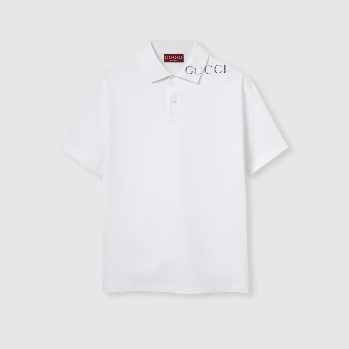 Printed cotton polo shirt in white | GUCCI® US