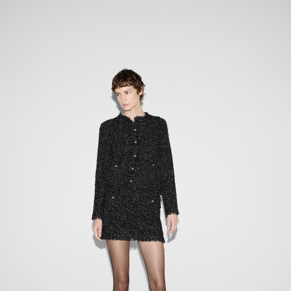 Lamé woven cardigan in black | GUCCI® US