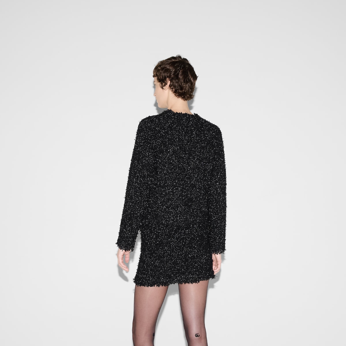 Lamé woven cardigan in black | GUCCI® US