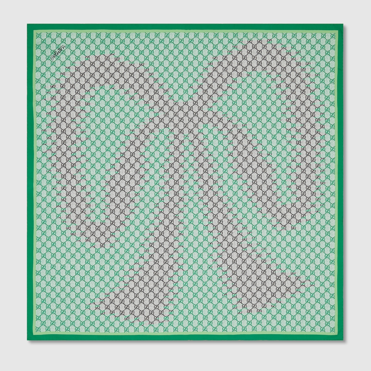 90 x 90 プロジェクト プリント シルクスカーフ ・グリーン | GUCCI公式