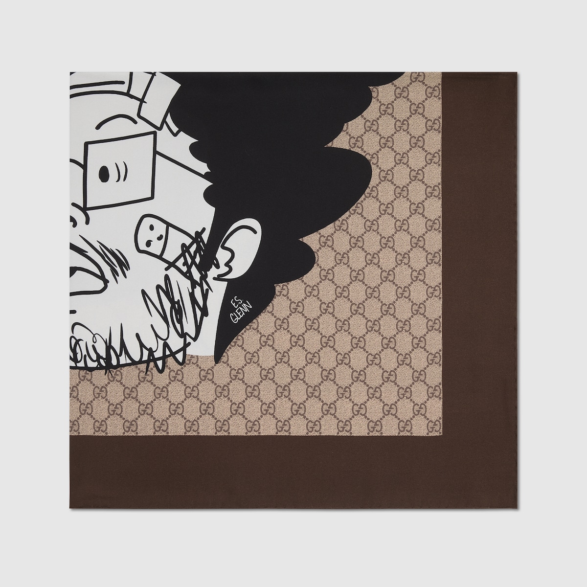 90 x 90 project printed silk carré in light brown | GUCCI® US