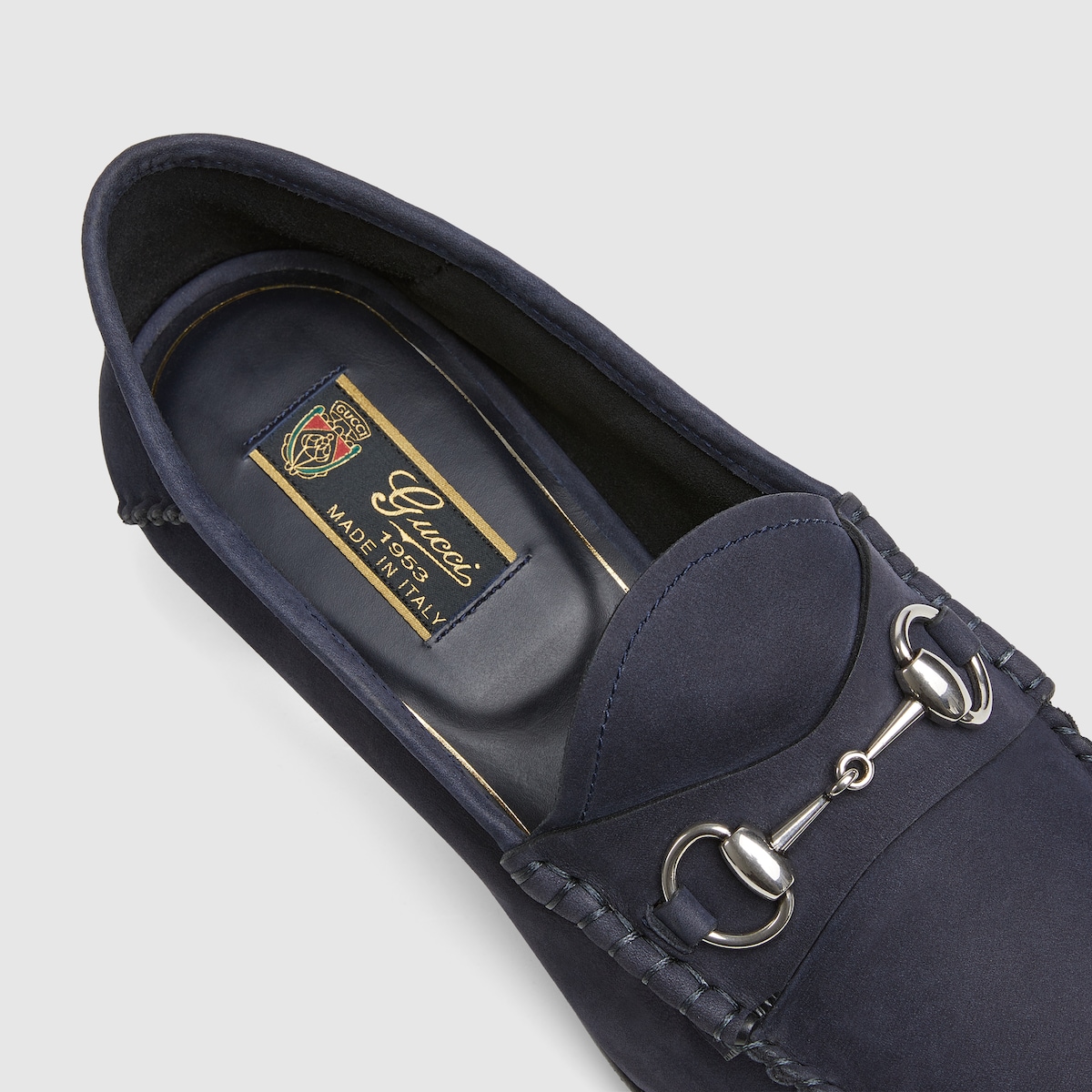 Mocassino Gigi uomo in pelle scamosciata blu scuro | GUCCI® IT