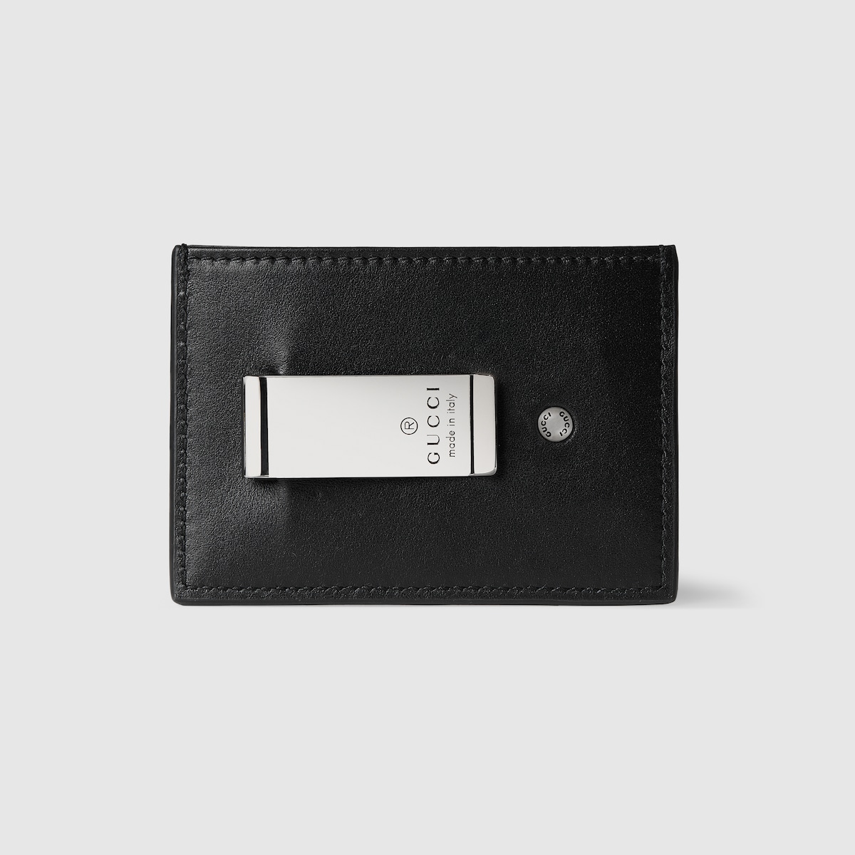 ダブルG マネークリップ付き カードケース ・ブラック ソフトレザー