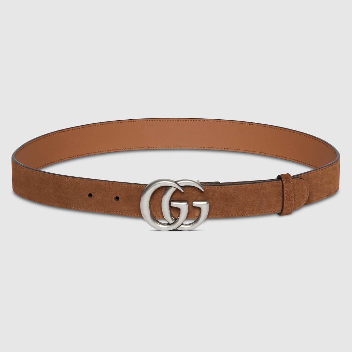 GG Marmont thin belt in brown soft suede | GUCCI® US