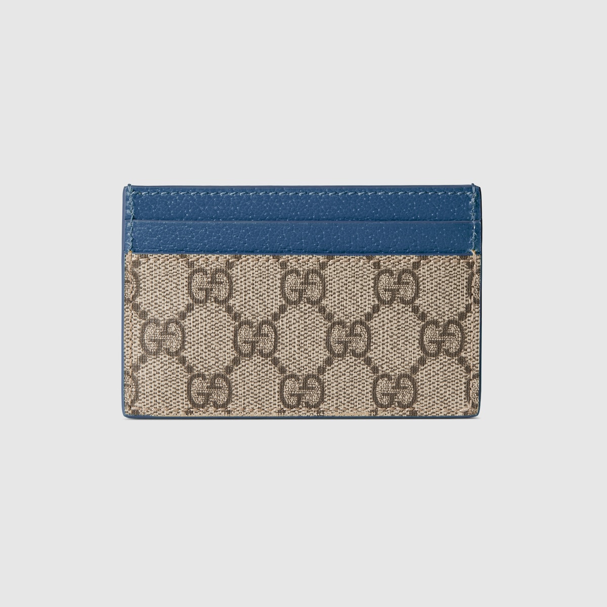 Blue trim GG card case in beige and dark brown Supreme | GUCCI® US