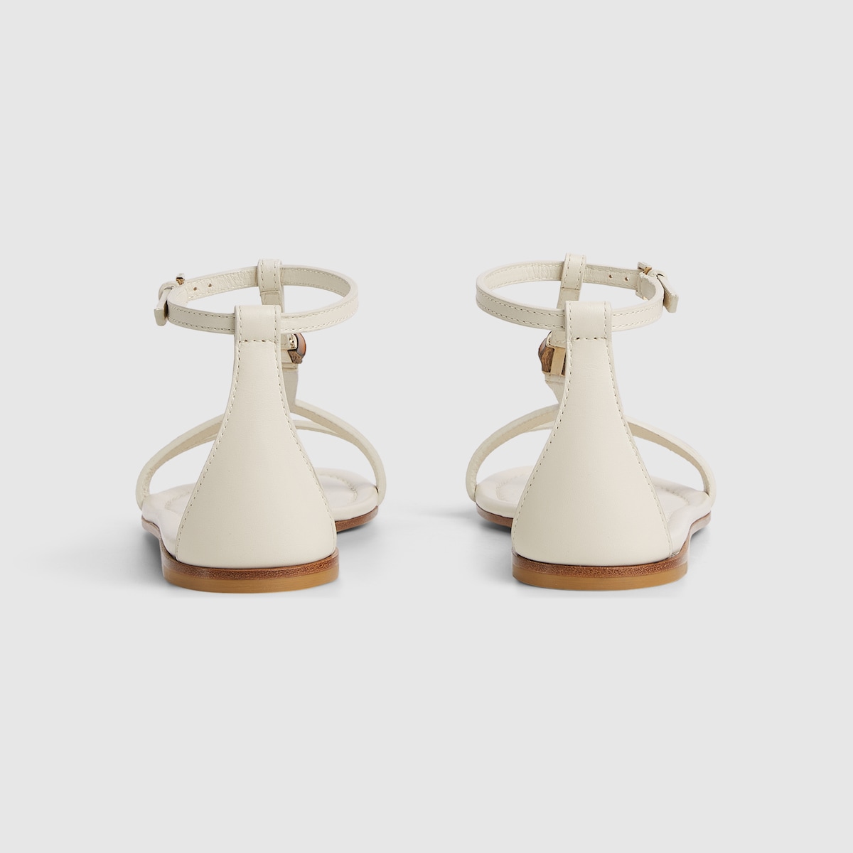 Women's sandal with bamboo detail in white leather | GUCCI® US