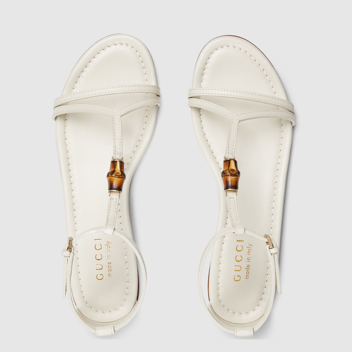 Women's sandal with bamboo detail in white leather | GUCCI® US