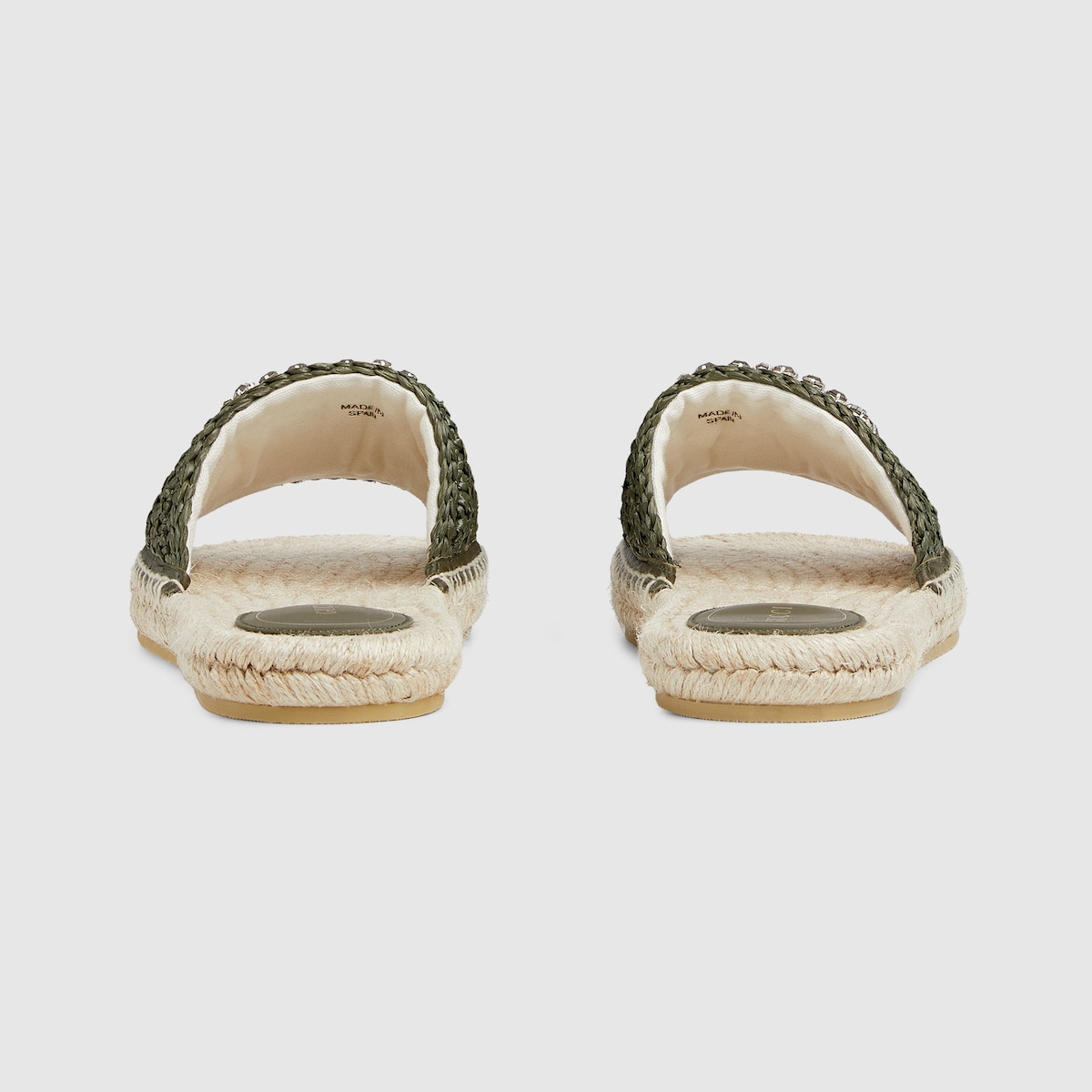 GUCCI エスパドリーユ Women's espadrille with crystal Interlocking G in dark green