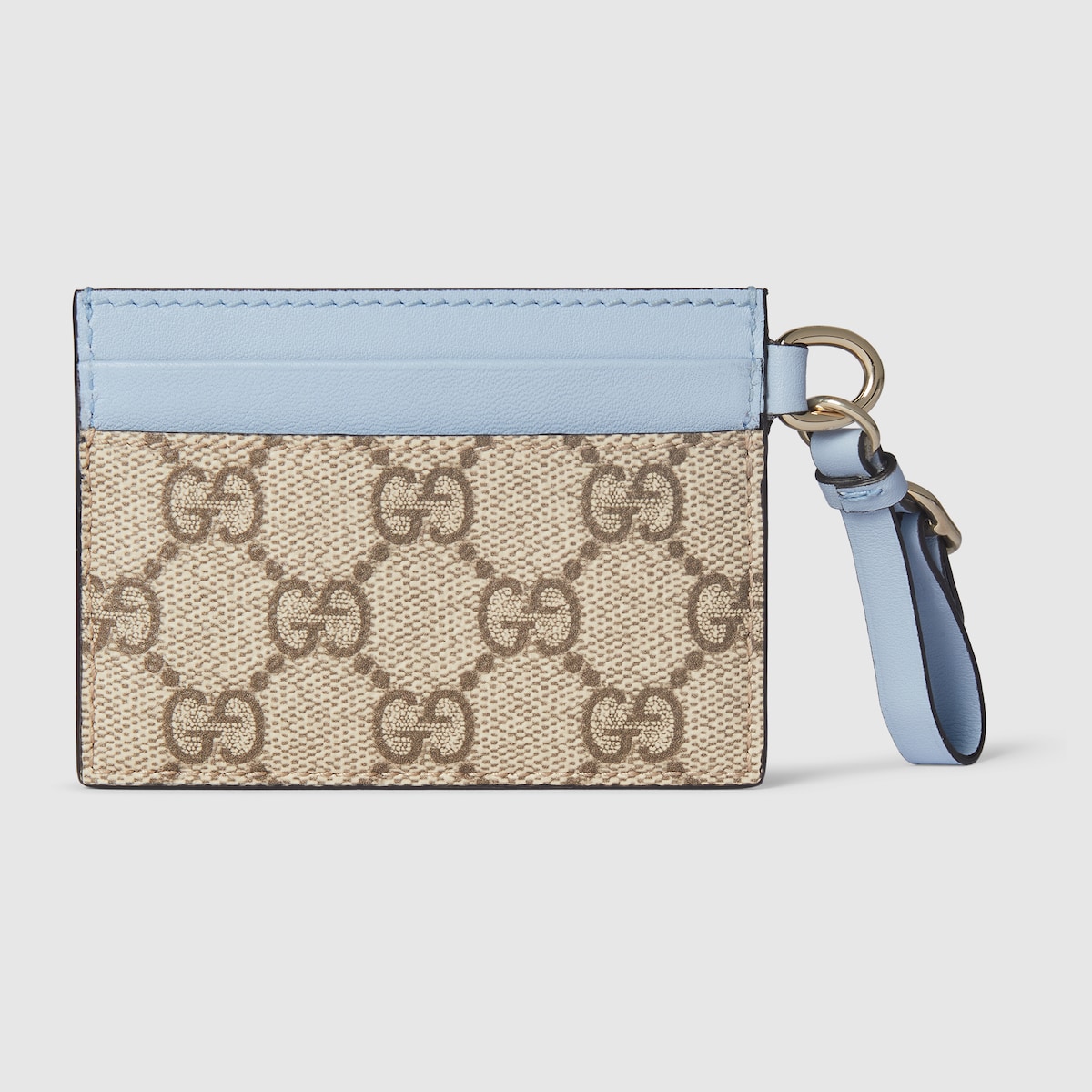 ★フラグメントケース★【GUCCI】GGエンブレムカードホルダー GGエンブレム〕ストラップ付き カードケース ・ベージュ