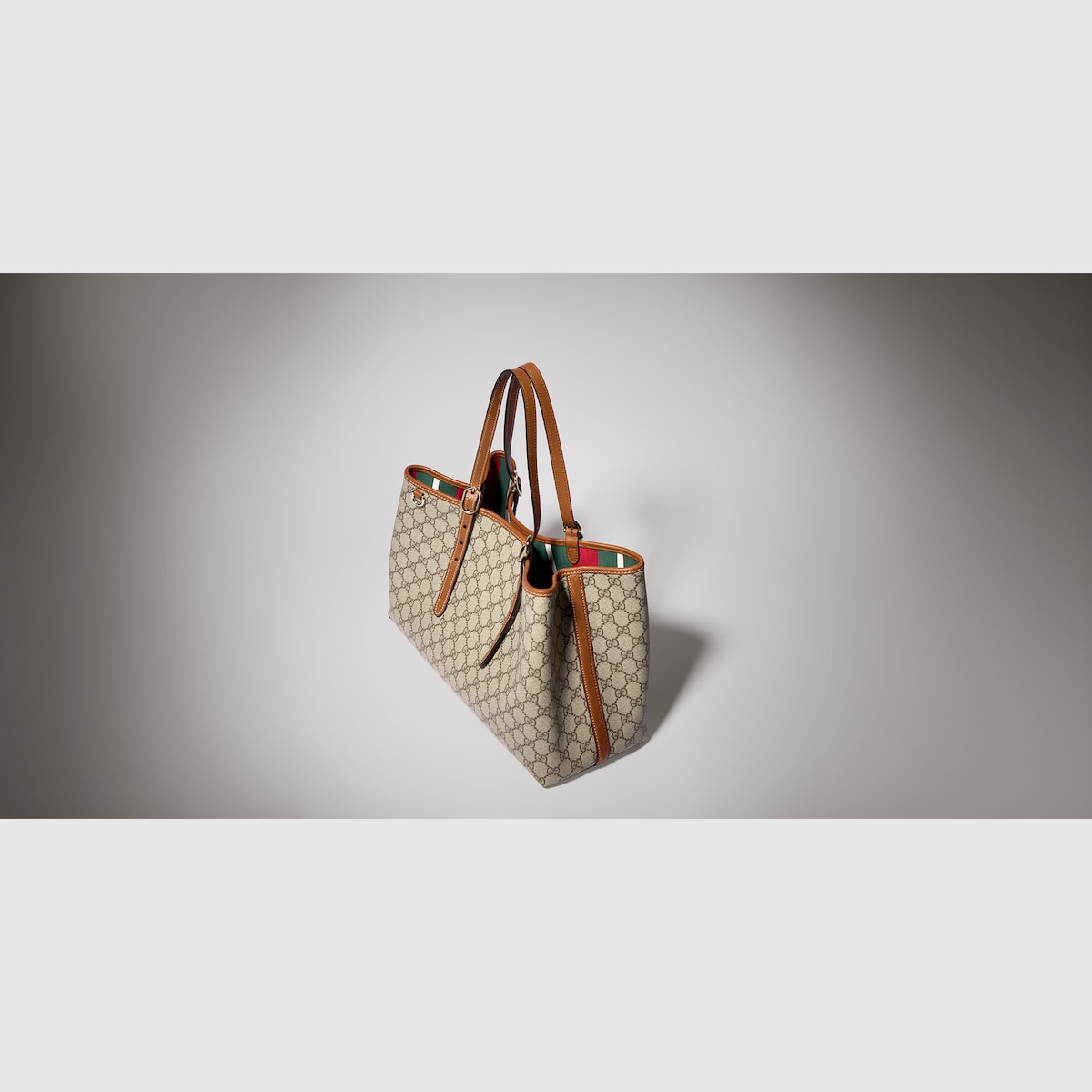GG Emblem large tote bag in beige and brown GG fabric