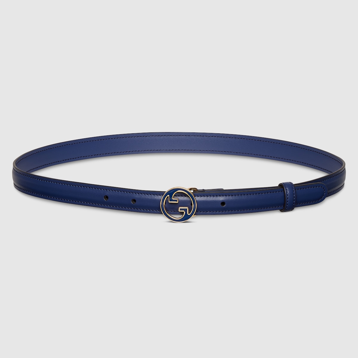 Gucci Blondie thin belt in blue leather | GUCCI® ES