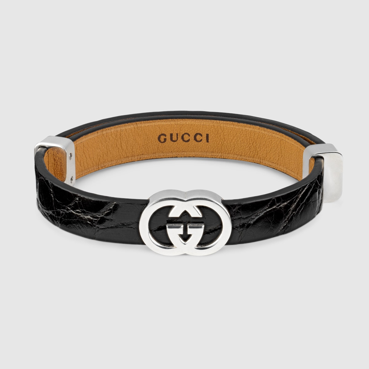 芸能人愛用のおすすめ最新情報 Gucci Interlocking crocodile bracelet in black crocodile アクセサリー