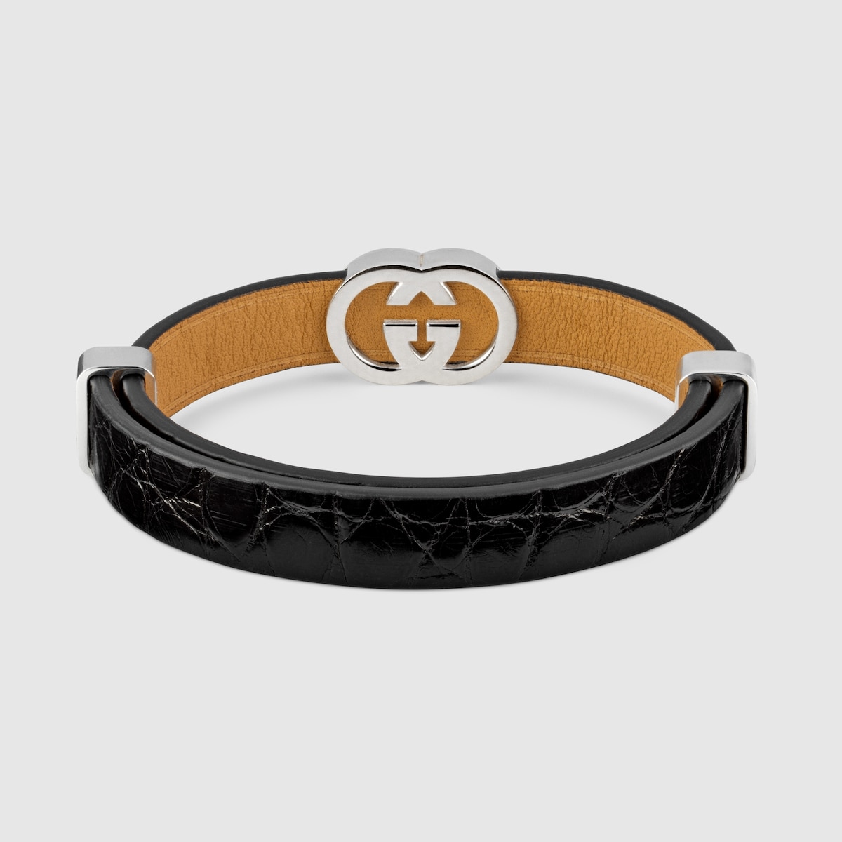 Gucci Interlocking crocodile bracelet in black crocodile