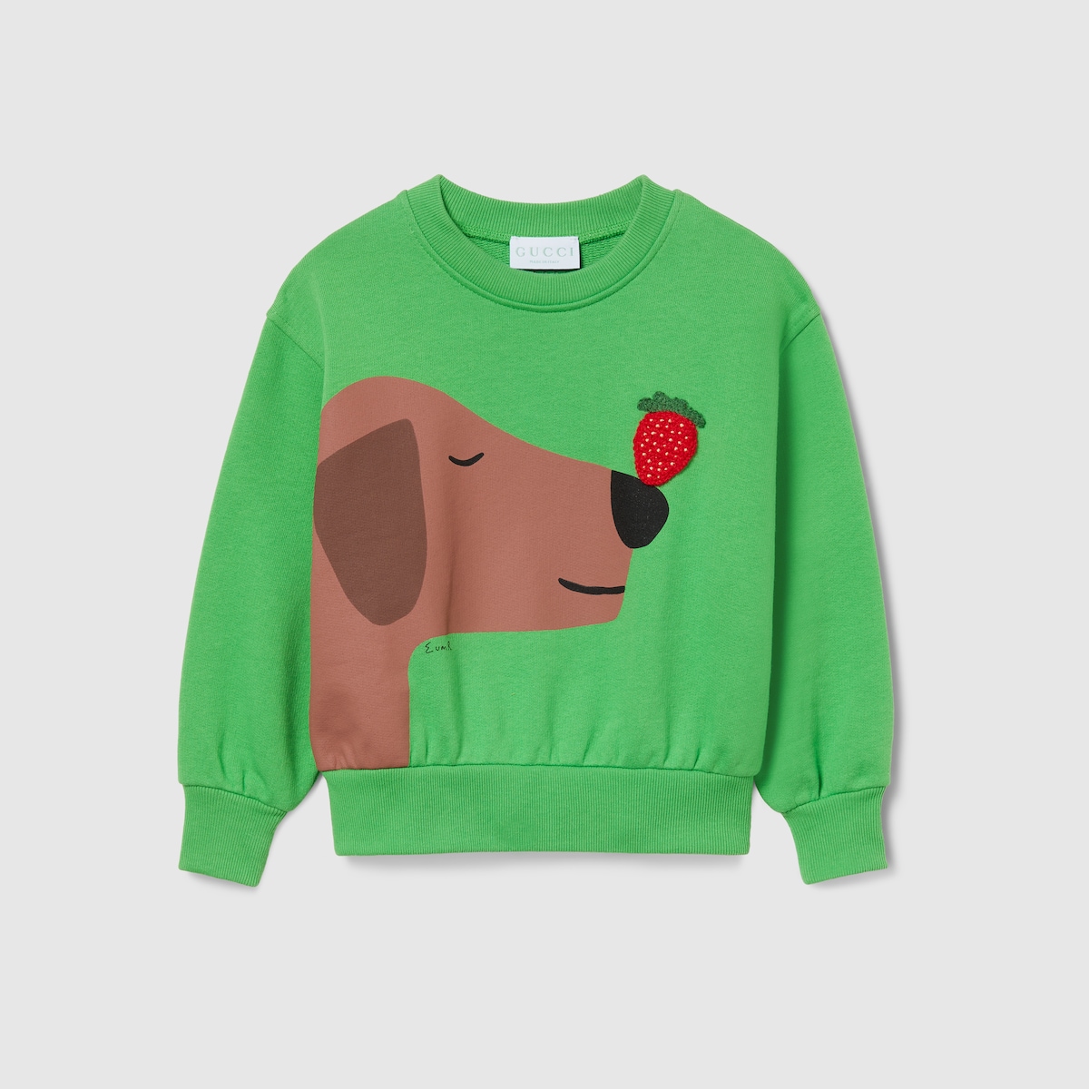 GUCCI グッチ チルドレンズ コットン スウェット 10 インターロッキング チルドレンズ〕ウェブ付き コットン スウェットシャツ ・ホワイト