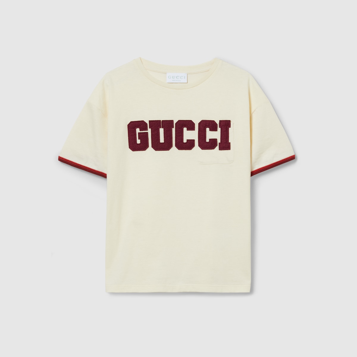 Children's cotton T-shirt with patch in white - thumbnail 4