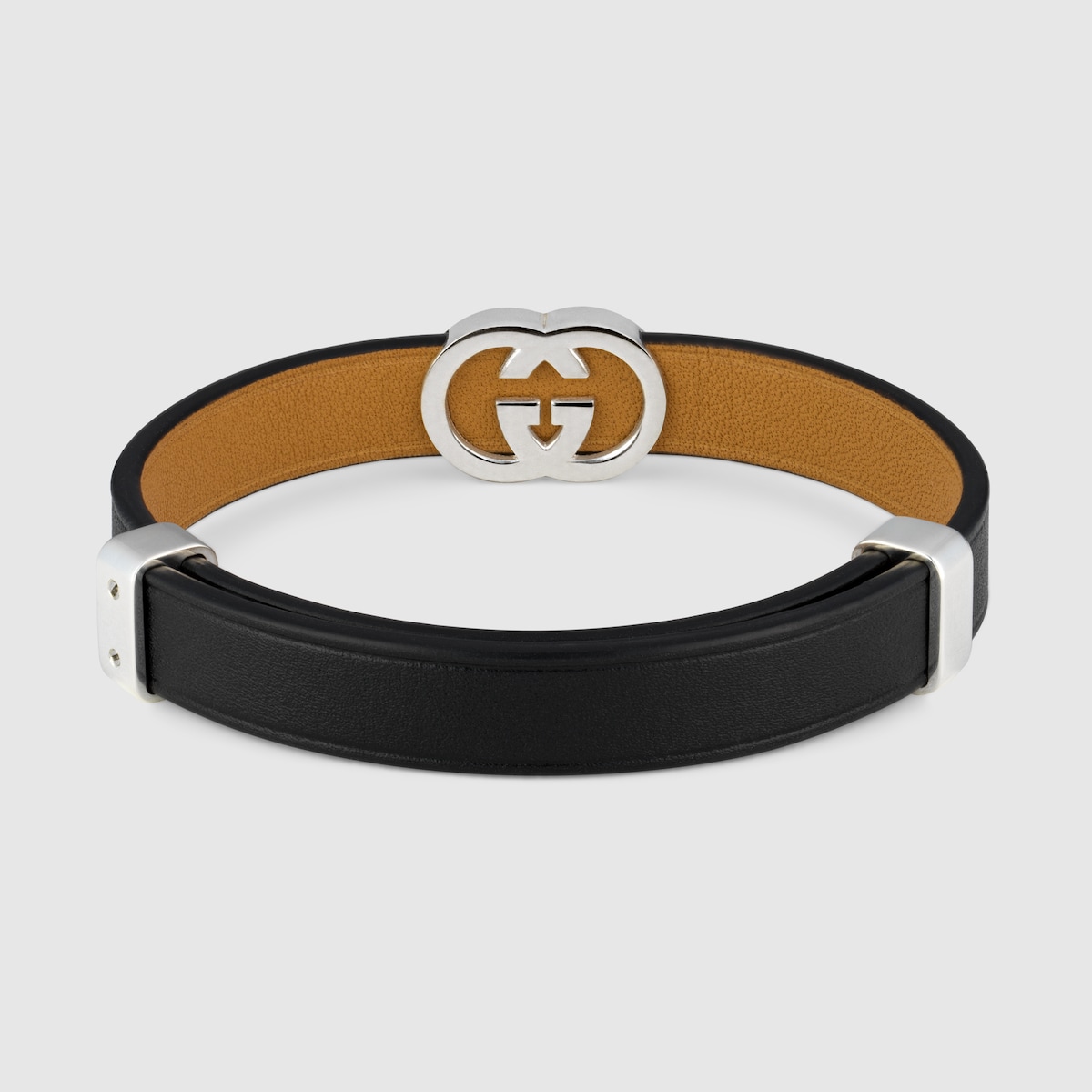 Gucci Interlocking leather bracelet in black leather | GUCCI® US