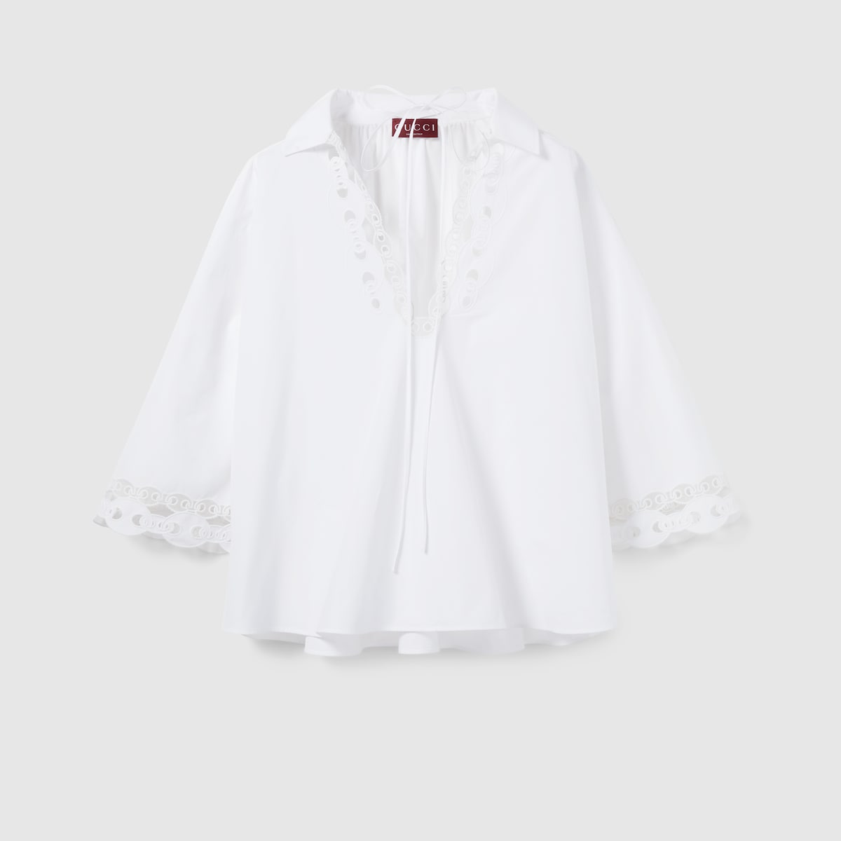 ワンピース Gucci White Poplin Shirt Dress Cotton poplin shirt dress with Horsebit in white | GUCCI® US