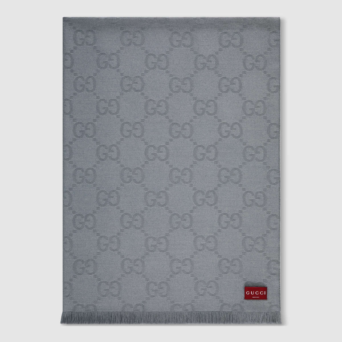GG wool silk jacquard blanket in grey - thumbnail 4