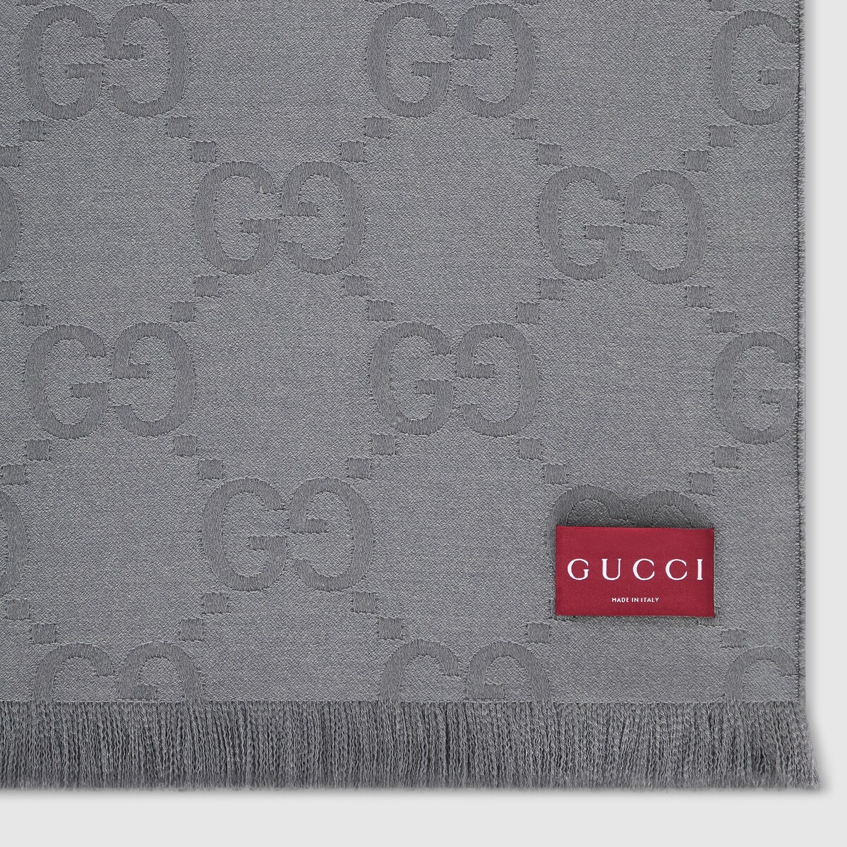 GG wool silk jacquard blanket in grey - thumbnail 2