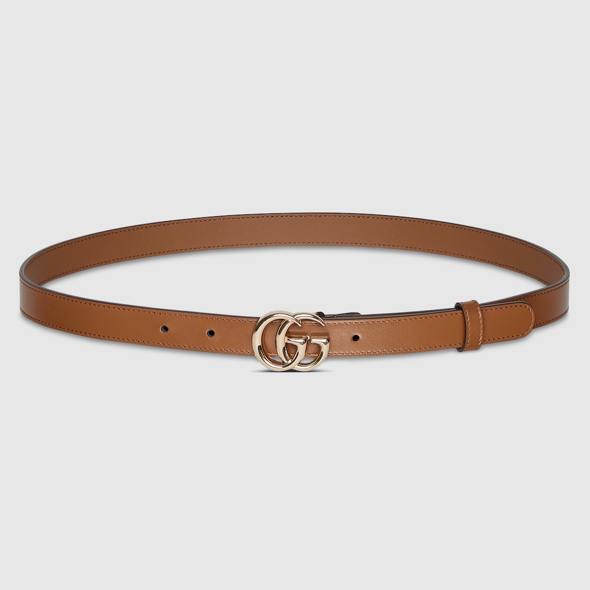 GG Marmont thin belt in brown leather - thumbnail 10