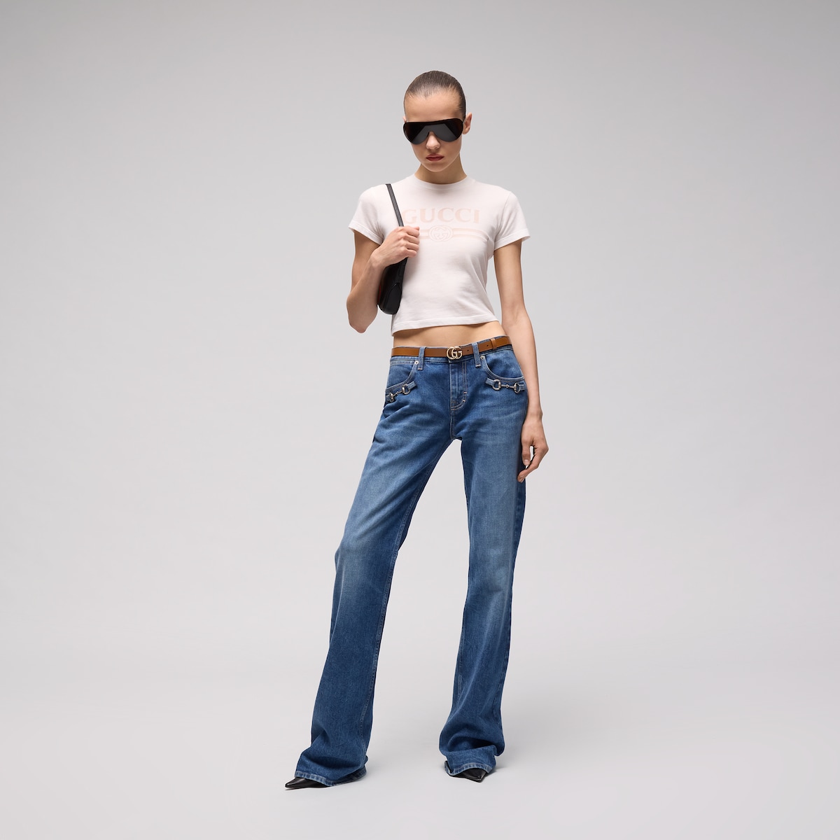 GG Marmont thin belt in brown leather - thumbnail 9