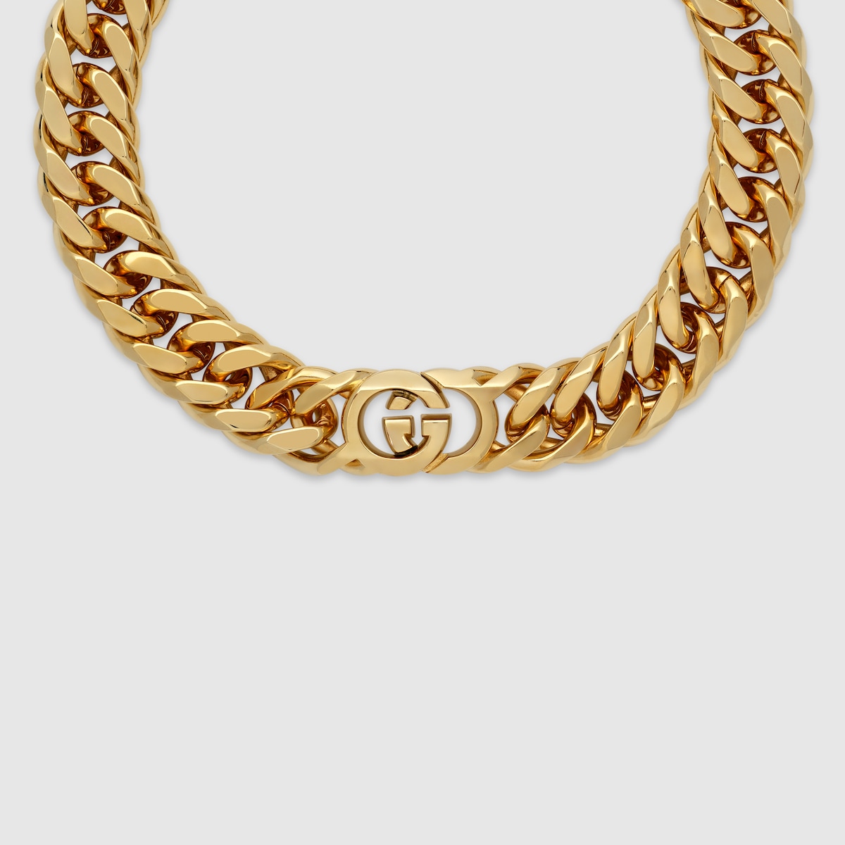 Gucci Interlocking chain necklace in yellow gold-toned brass | GUCCI® US