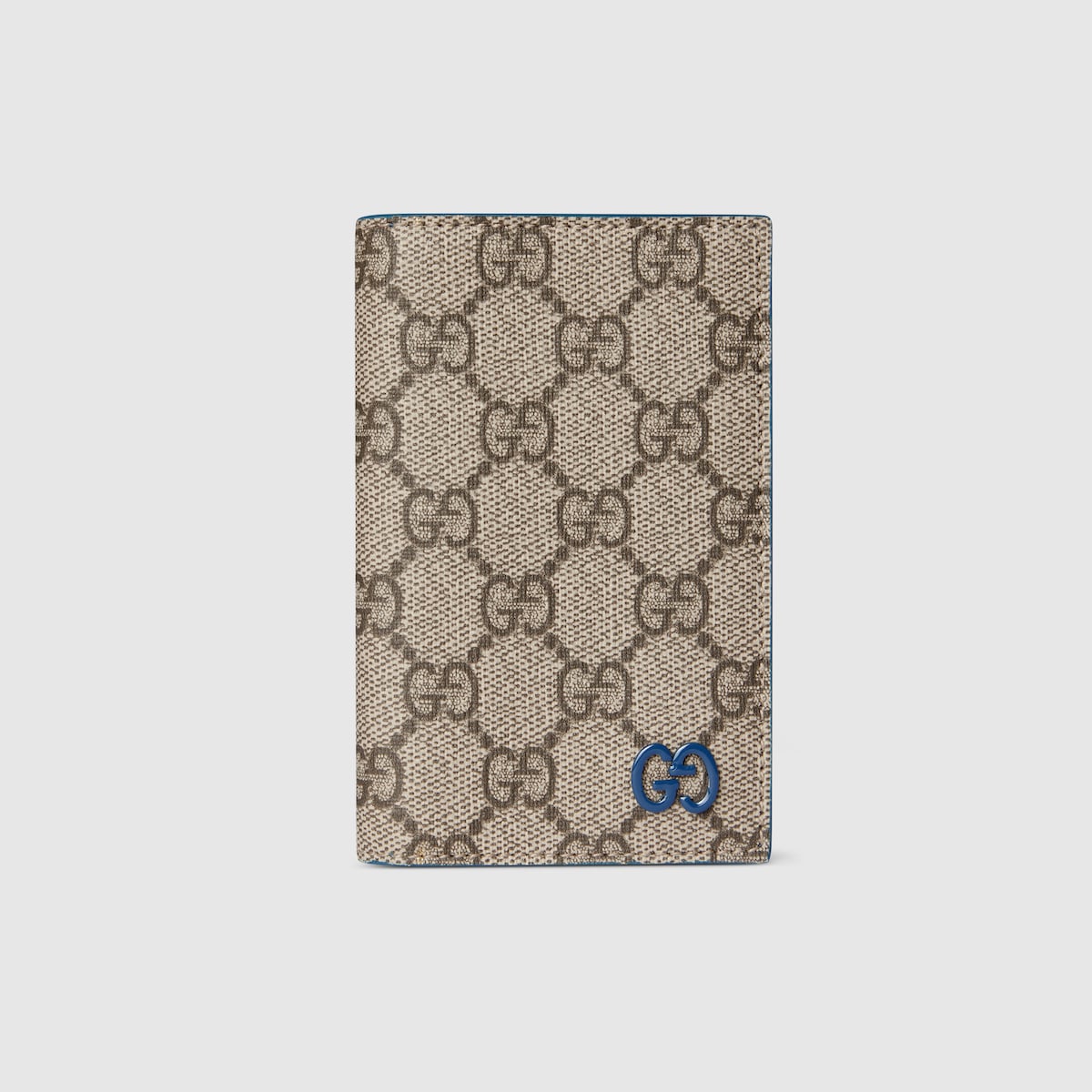 Blue interior GG long card case in beige and dark brown Supreme