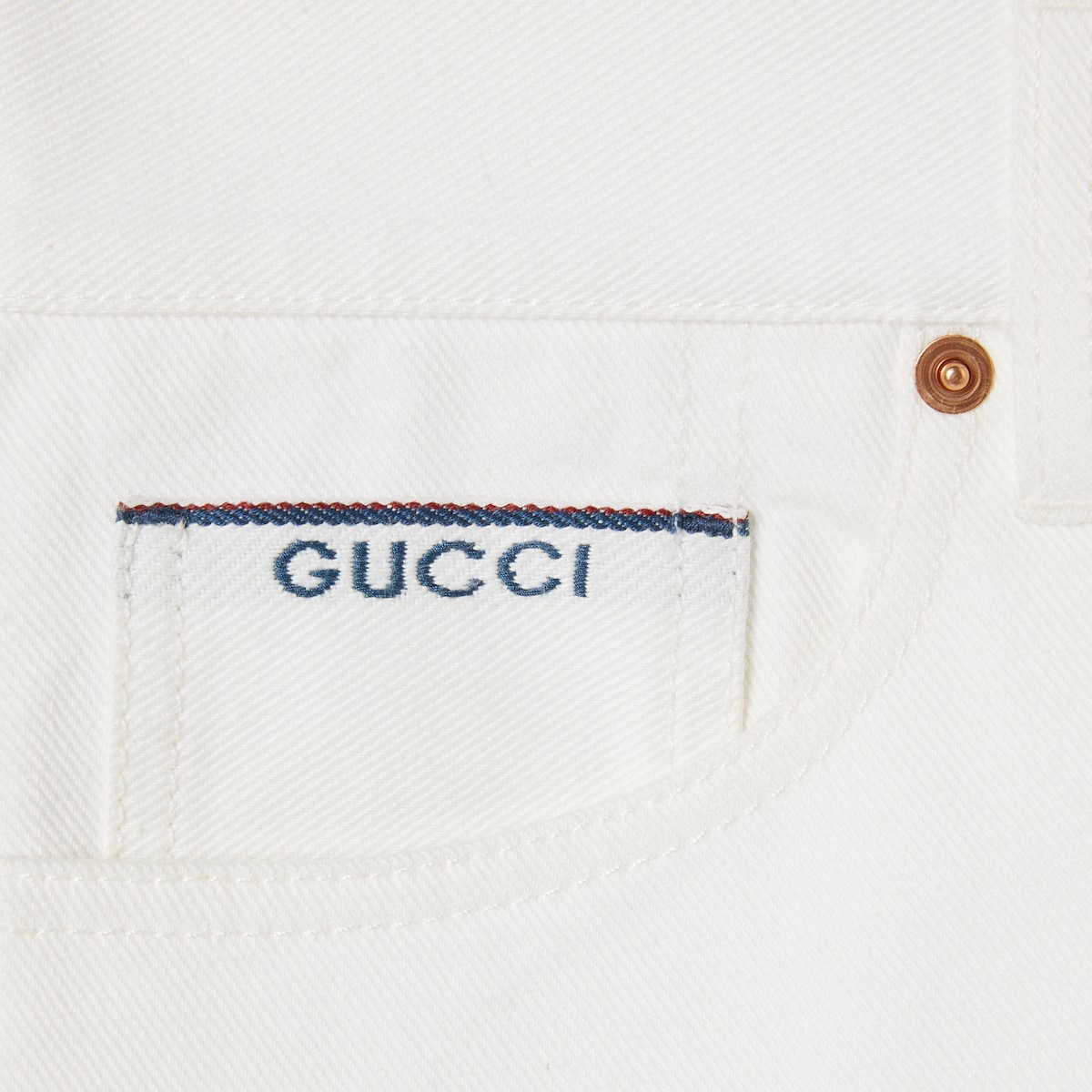 Cotton selvedge denim pant in white | GUCCI® US