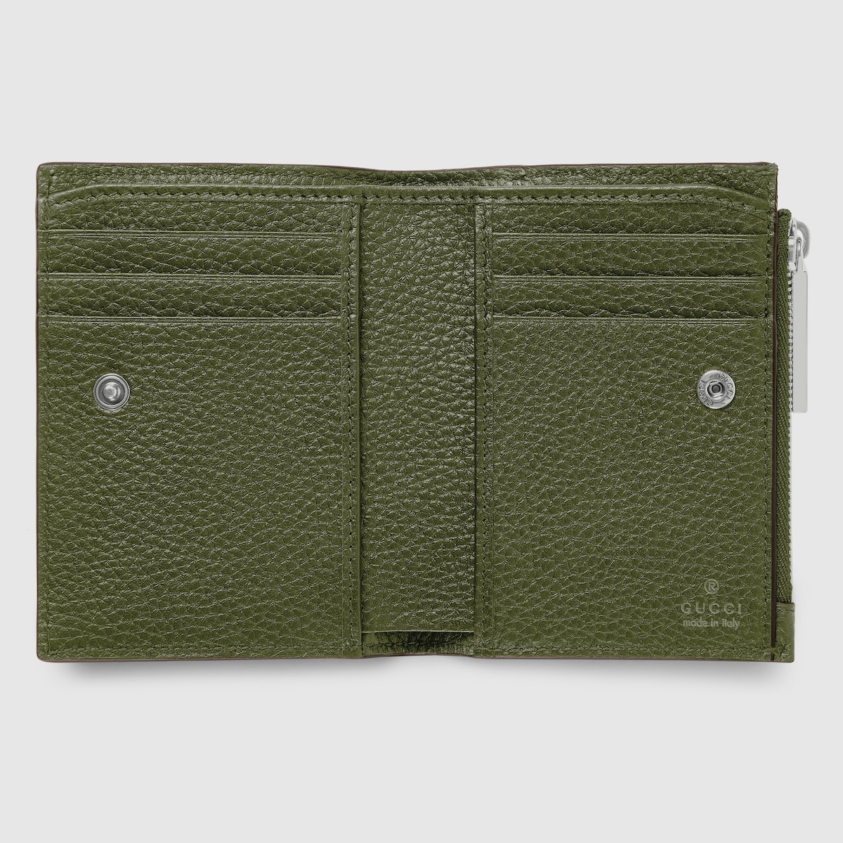 【美品&激レア】GUCCI 折り財布 グリーン レザー ゴールド金具 ロゴ有り 日本限定 GUCCI ロゴ コインウォレット ・ダークグリーン レザー
