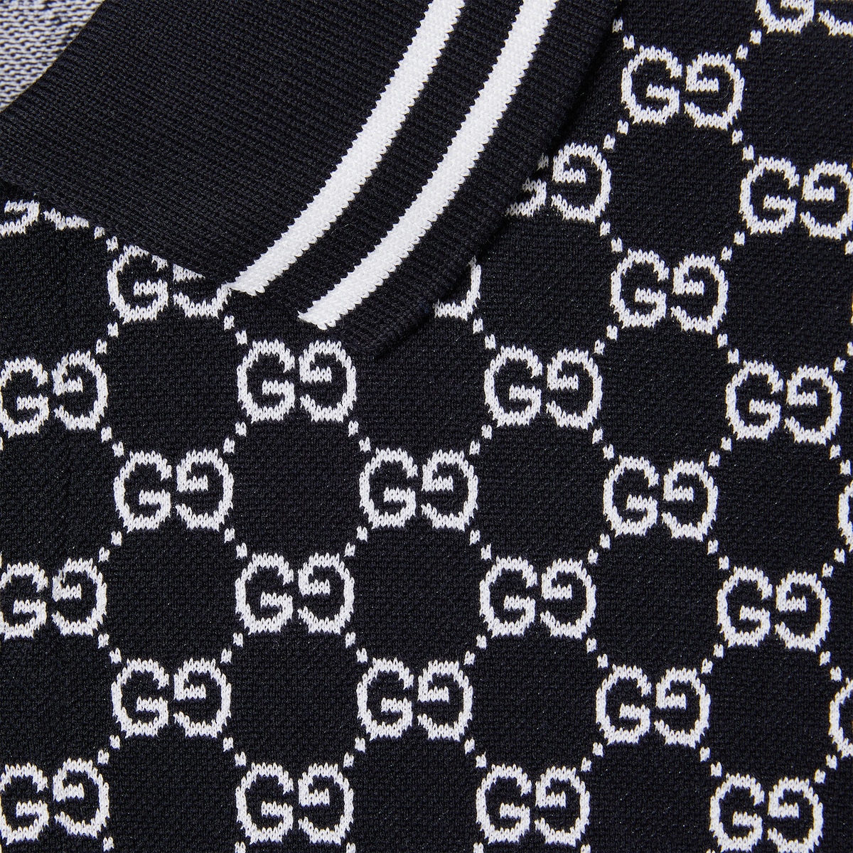 GUCCI silk GG Punching Jacquard Polo shirt tops black M