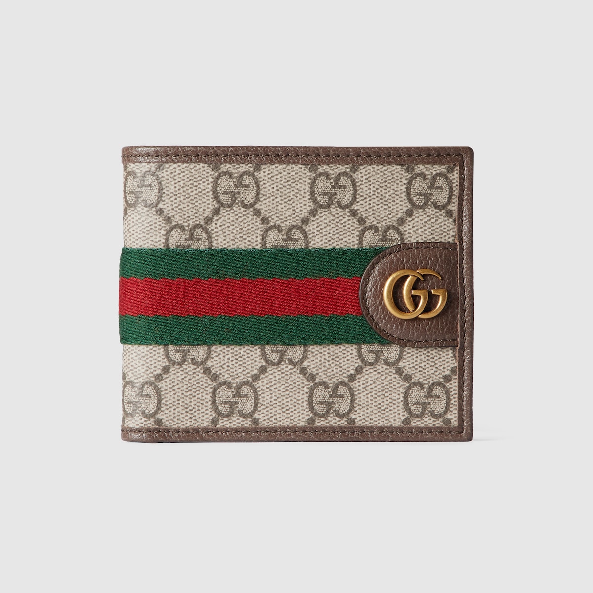 【在庫あり】 bi-fold Ophidia wallet fabric brown dark and beige in 財布・ケース・小物入れ