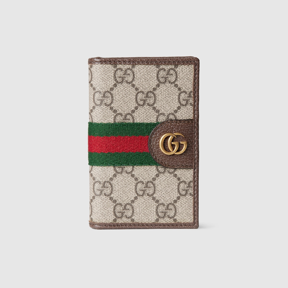Ophidia long card case in beige and dark brown fabric