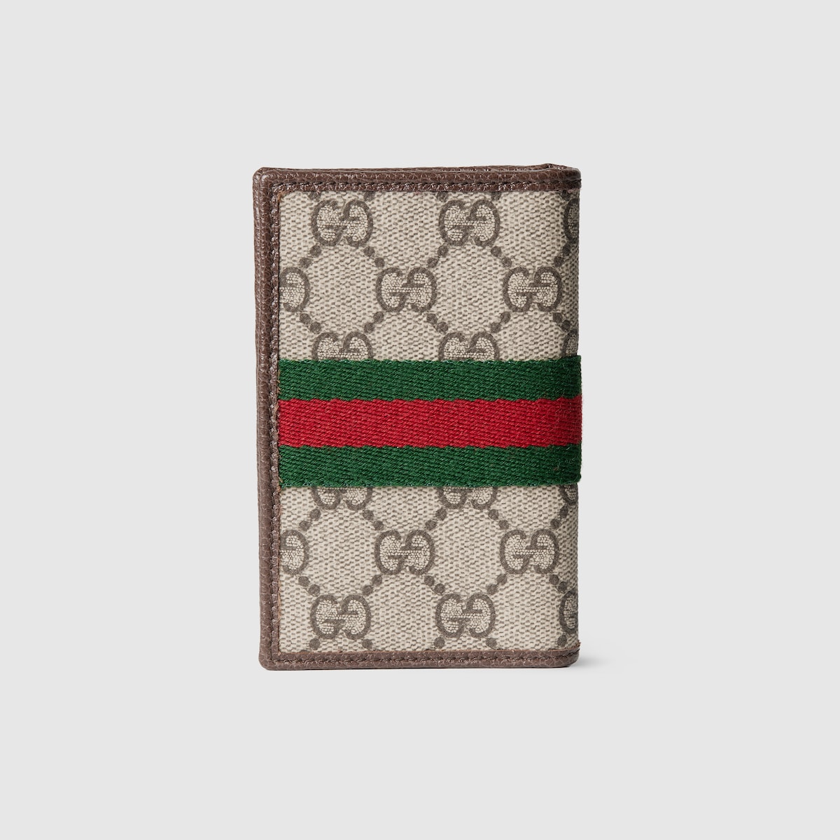 Ophidia long card case in beige and dark brown fabric