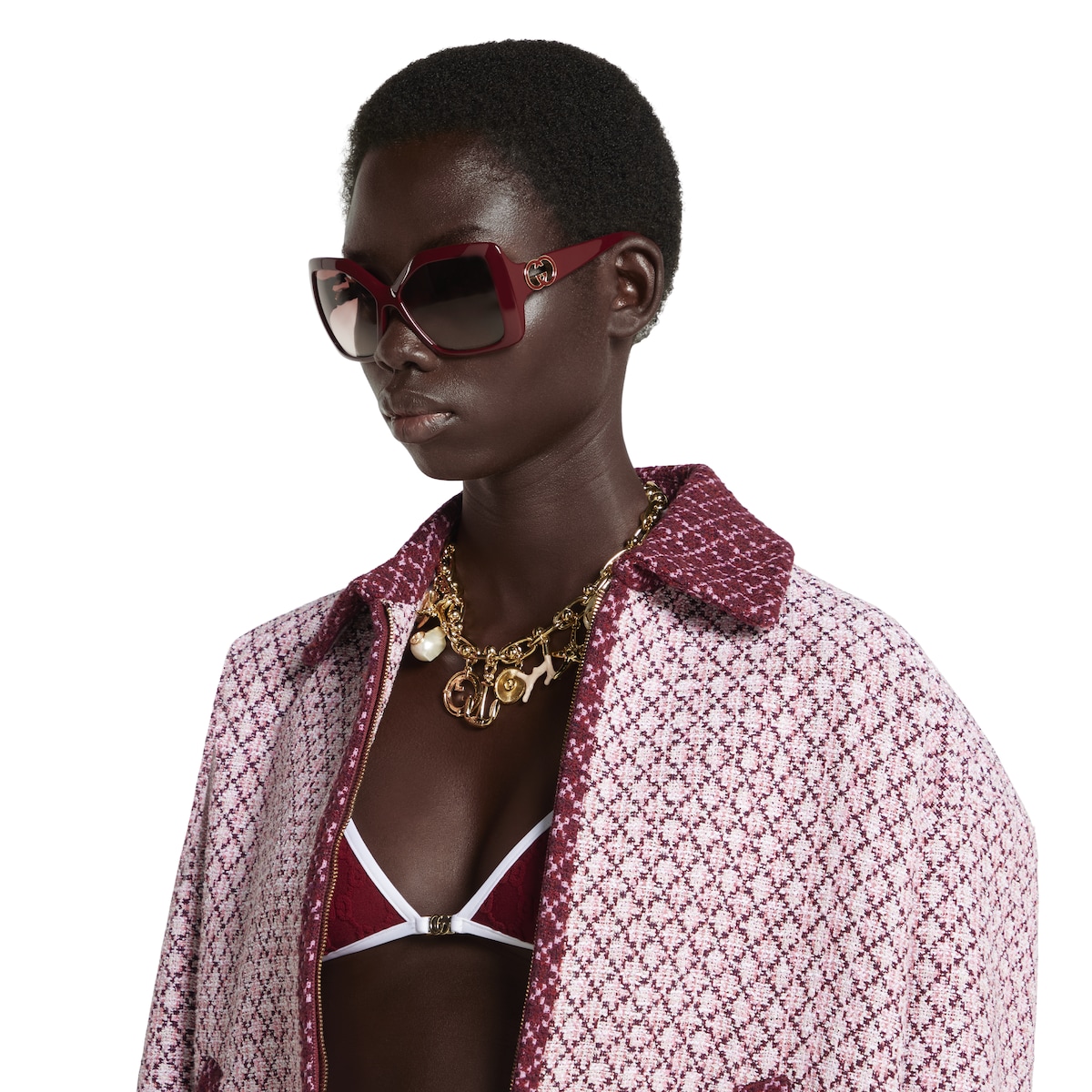 Chain necklace with Gucci symbols